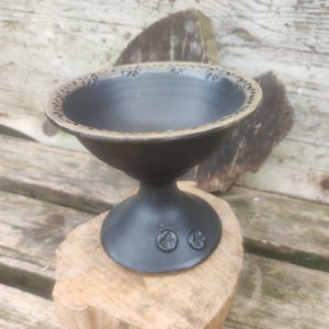 Incense bowl as a cup in matt black glaze