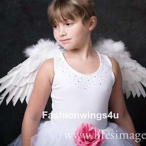 FashionWings Angel of Desire, Medium, White feather angel wings 24*7.5 inches. Side-span style for children. costume photo props