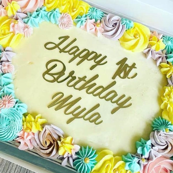 Topper per torta con scritta personalizzata / Decorazione per torta per torte in fogli Personalizzata