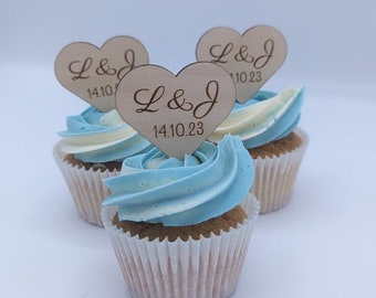 Personalised wooden engraved wedding cupcake toppers | party cupcake toppers | custom wording | Simple elegent cake decorations