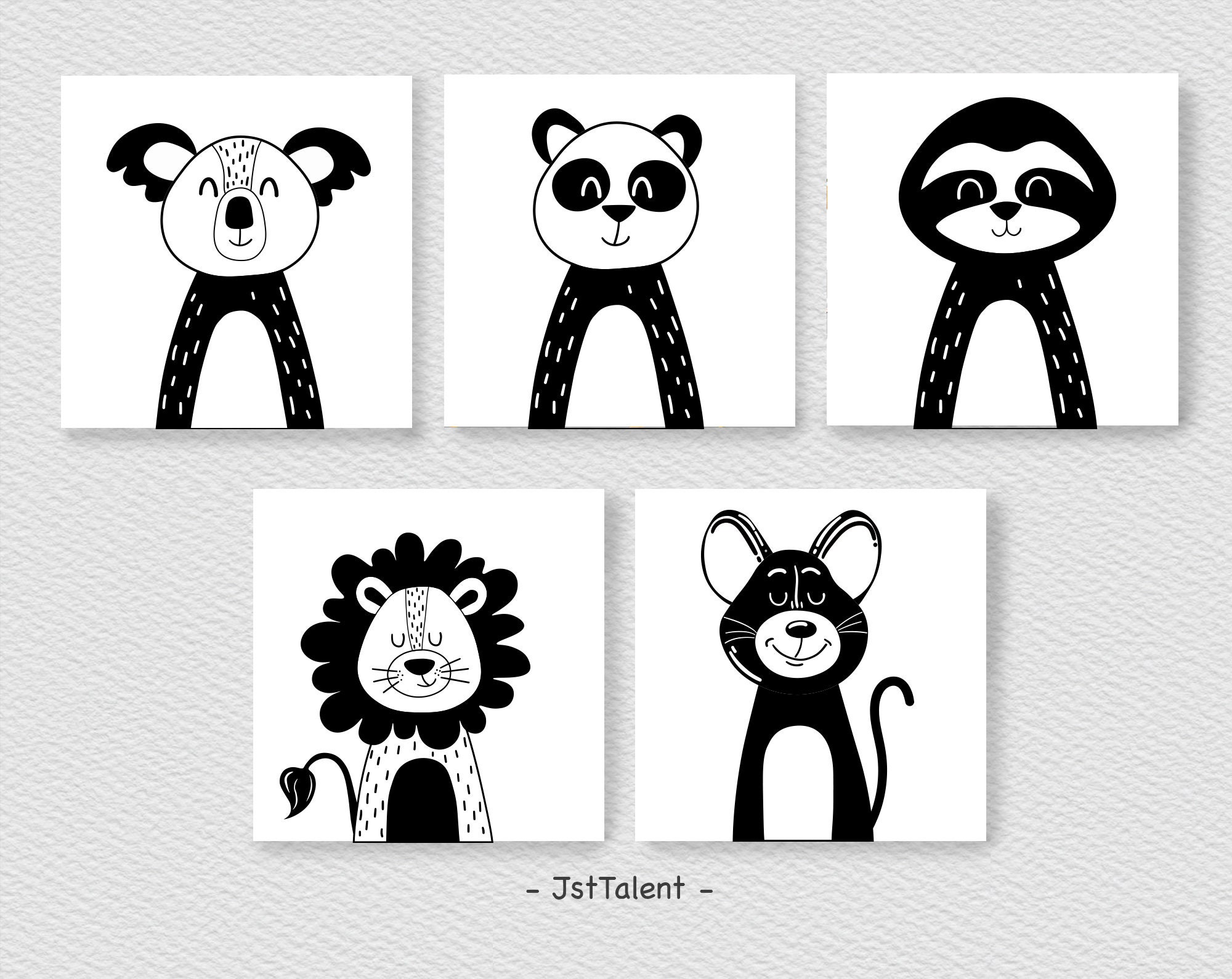 Black and White Woodland Animals Svg Files for Cricut Animals - Etsy