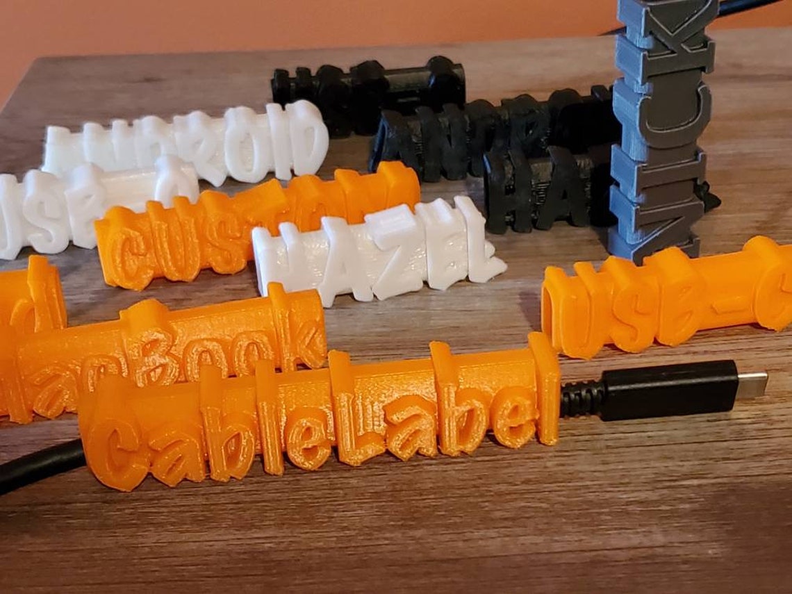 Cable Label custom 3D printed USB cable organizing labels. Etsy
