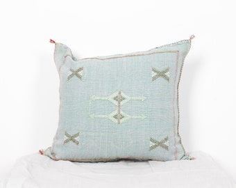 Cactus silk pillow,  Moroccan Sabra cushion, handmade cactus silk pillow,  Bluestone Moroccan Cushion.