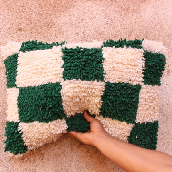 Moroccan pillow cover, Custom checkered Moroccan pillow, Moroccan pillow cover, wool Moroccan cushion, handwoven Moroccan pillow case