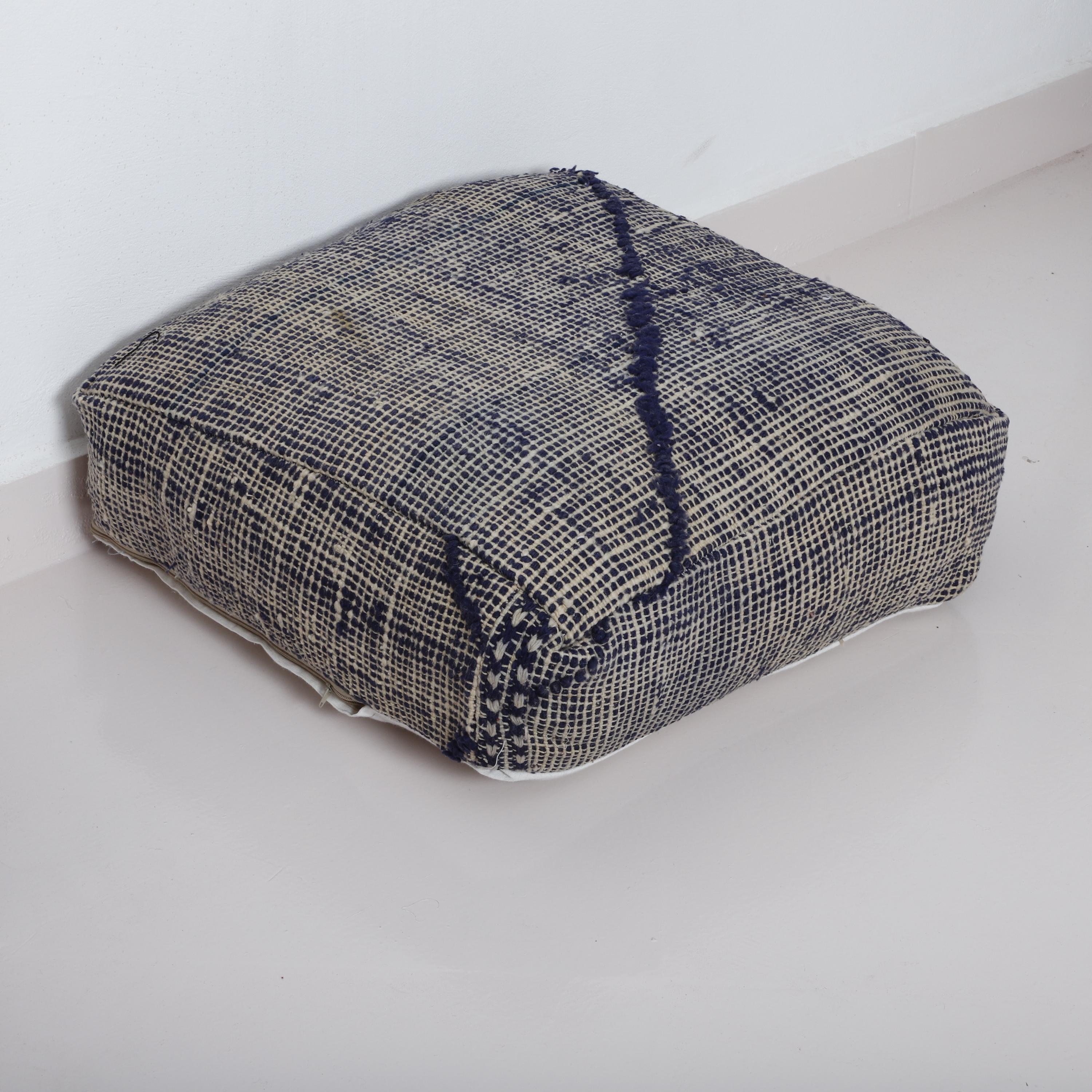 モロッコキリムフロアプーフ 60x60x24 cm アースカラー、ベルベル