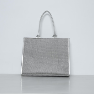Silver Metallic Tote Bag | Shiny Structured Handbag | Stylish Silver Bag for Women | Modern Minimalist Purse | Chic Everyday Bag