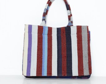 Vintage bag,Kilim bag, Moroccan kilim bag,Woven rug bag, Gift for women, Handmade Kilim Bag.
