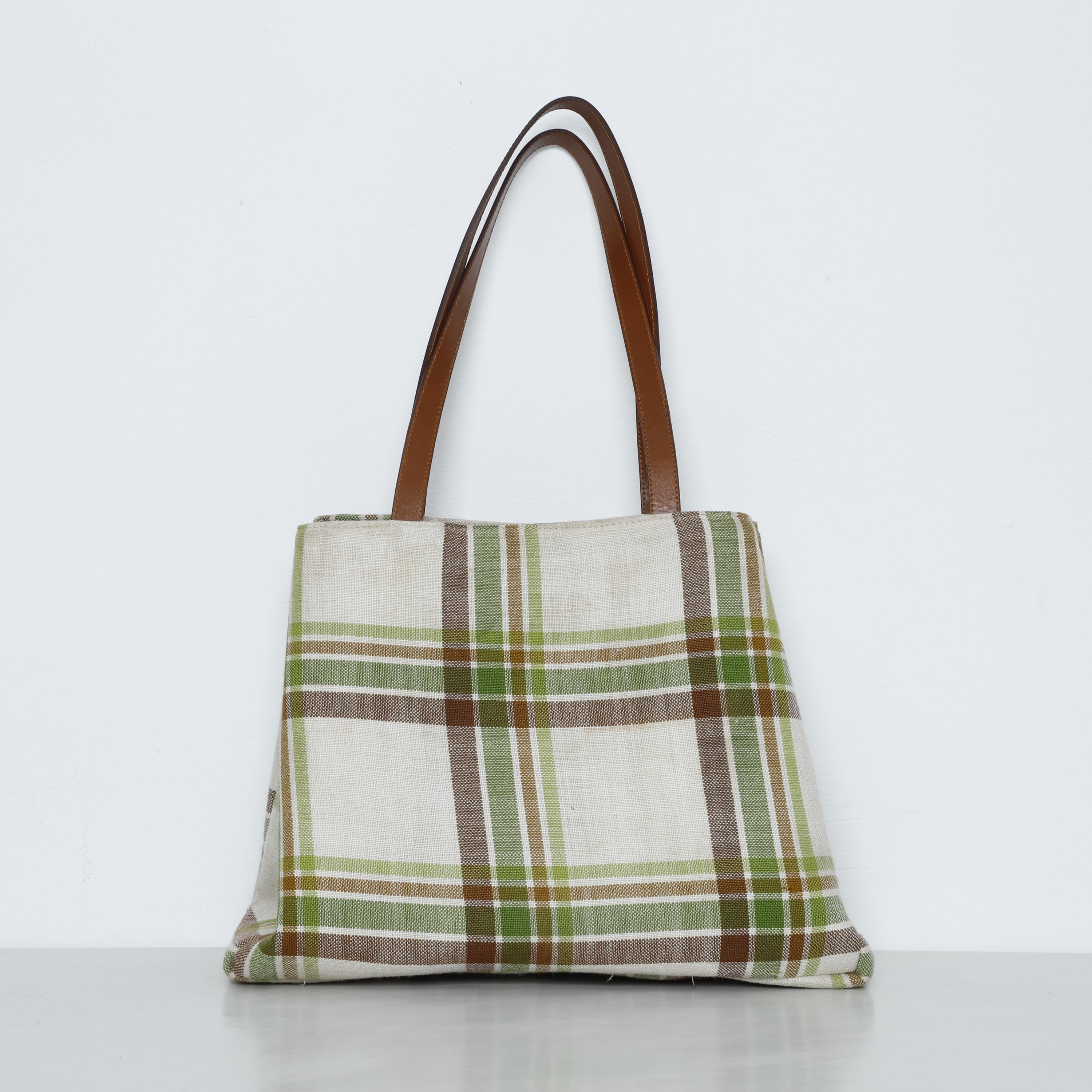 Plaid Shoulder Bag |handmade Eco-friendly Bag With Leather Straps 