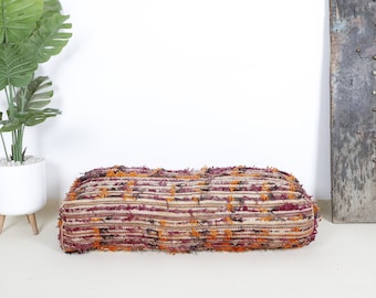 Puf marroquí de suelo, puf interior marroquí, puf de salón, puf de alfombra, cojín almohada grande, cojín de suelo cuadrado, puf de suelo.