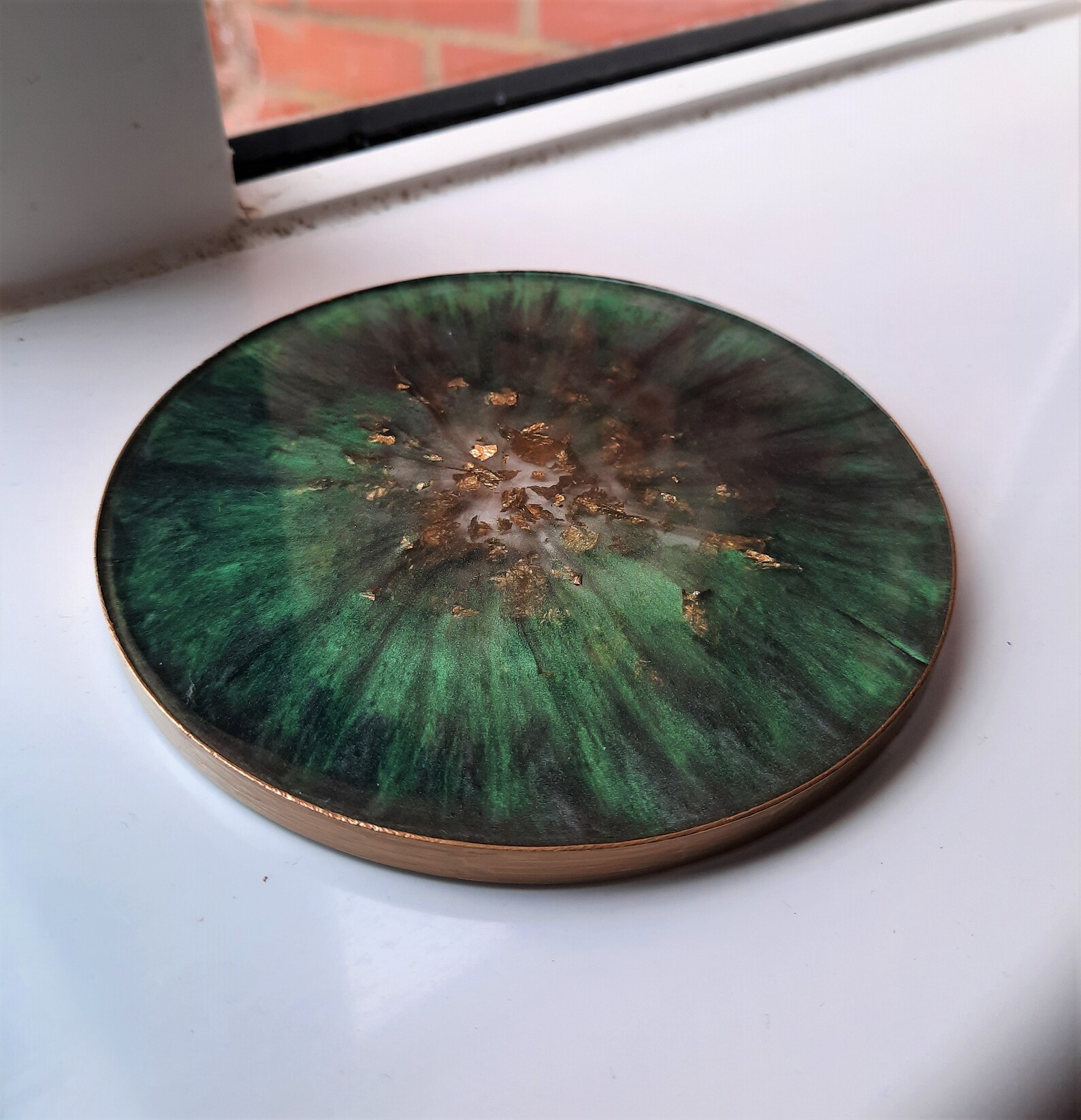 Handmade green and gold coasters Etsy