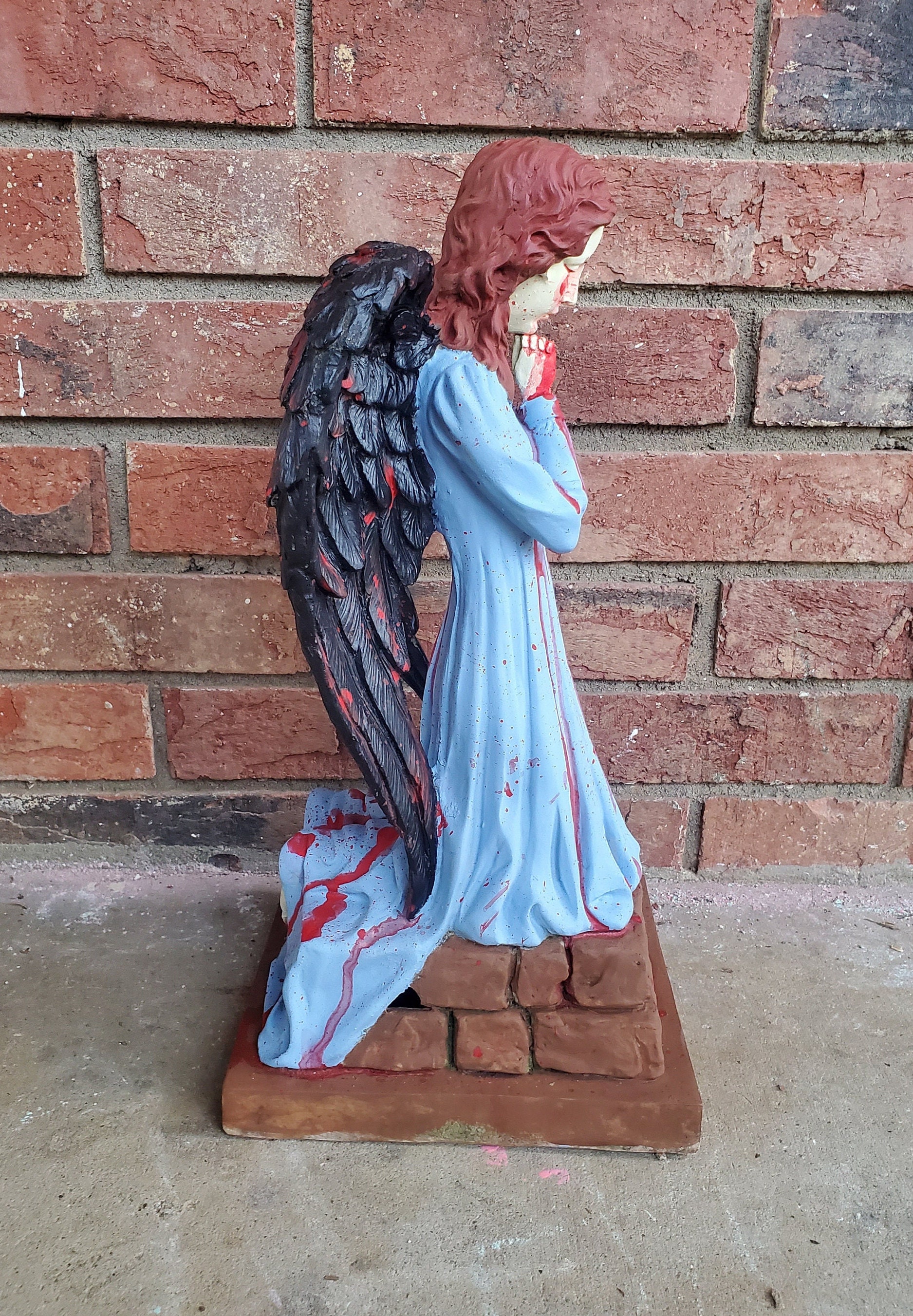 Creepy Angel Statue Horror Statue Goth Decor Demonic Angel Etsy