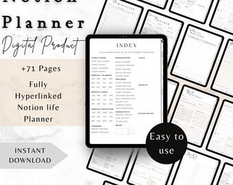 Notion Life Planner Template: Goal Setting, Wellness, Productivity (Digital Download)