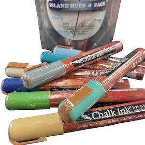 Chalk Ink 6mm Chisel Tip Island Hues Pack Set of 8 Wet Wipe Liquid Chalk Markers Island Beach Color Chalk Art Marker Set