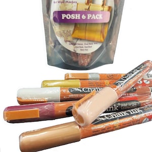 Chalk Ink 1mm Fine Tip Posh Pack Set of 6 Wet Wipe Liquid Chalk Markers Posh Color Fine Detail Tip Chalk Art Marker Set