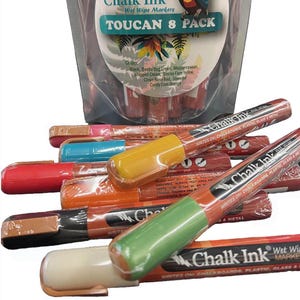 Chalk Ink 6mm Chisel Tip Toucan Pack Set of 8 Wet Wipe Liquid Chalk Markers Rainforest Color Chalk Art Marker Set