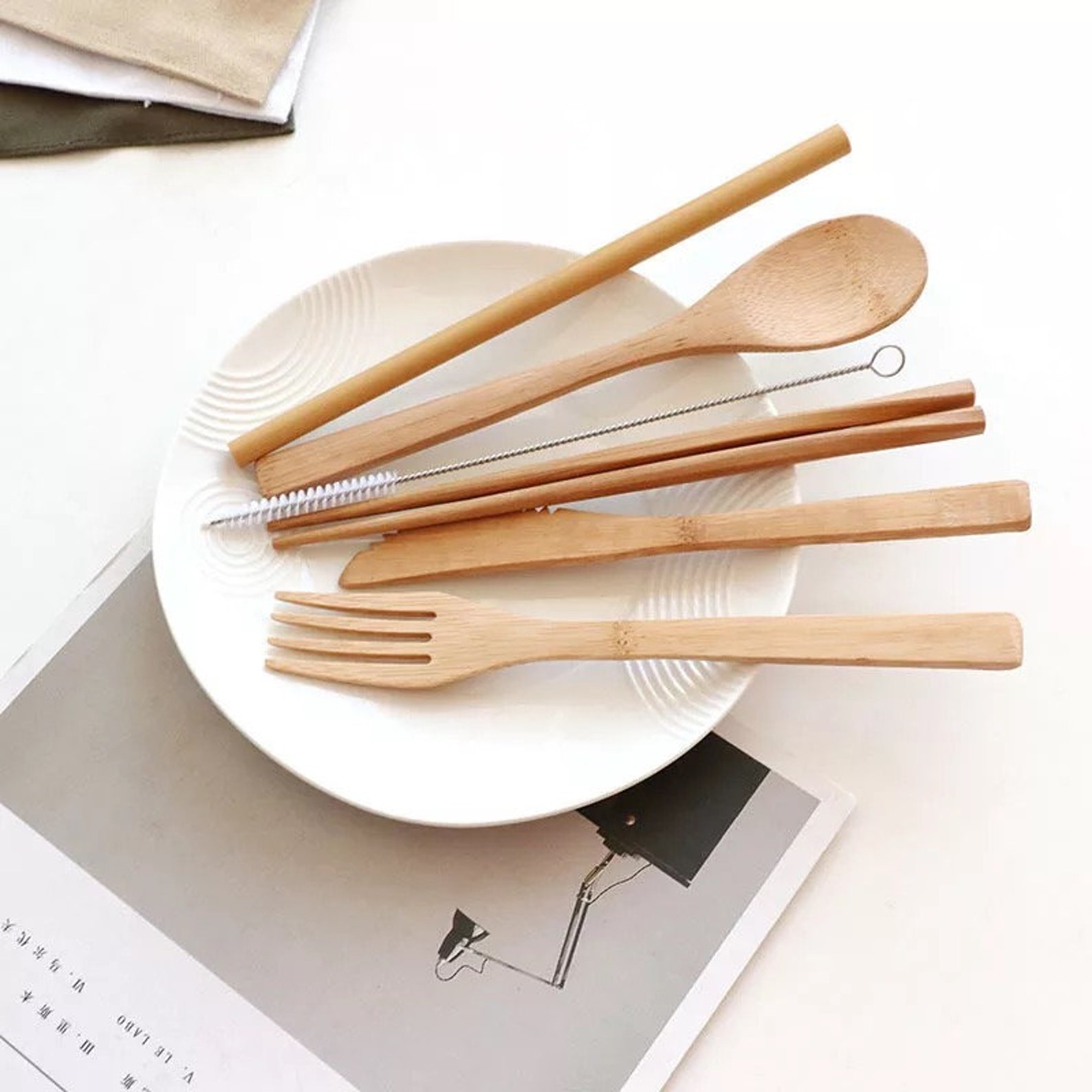 Reusable Bamboo Cutlery Set 12 Piece Eco Friendly Camping Etsy