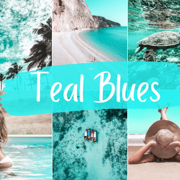 Teal Blues Preset | Lightroom Mobile | Blue, Aqua, Turquoise Lightroom Presets | Summer, Travel, Sky and Water Filter for Influencer Blogger