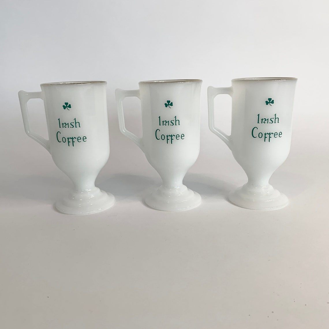 SET OF 3 Milk Glass Irish Coffee Mugs Etsy