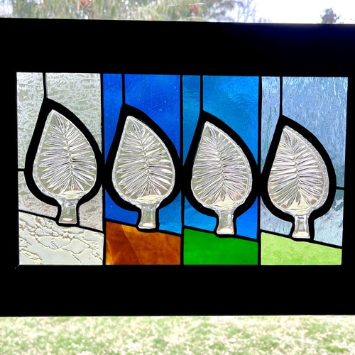 Four Seasons of shops Czech Nut Dishes and Stained Glass