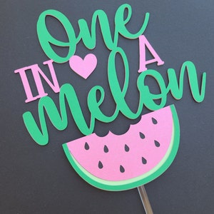 One In A Melon Cake Topper. First Birthday Cake Topper / Watermelon Cake Topper / Glitter Cake Topper