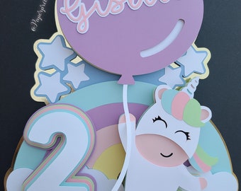 Unicorn Birthday Cake Topper  / Unicorn Decor / Girls Party Decor / Rainbow Cake Topper