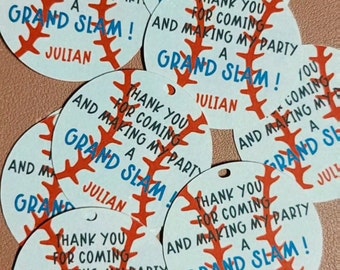 Baseball Party Favor Tags / Baseball Thank you Tags  / Set of 12 Baseball tags/ 1st Birthday  / Little Slugger / Rookie / Grand Slam Tags