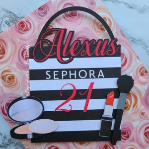 Makeup Bag Cake Topper / Sephora Inspired Bag Cake Topper / Makeup Artist Decor / Makeup Lover / Ulta Bag / Sephora Bag Cupcake Toppers Ulta