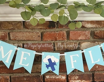Time Flies 1st Birthday Banner, 1st Birthday Plane Banner, Times Flies Decorations Baby Blue Banner. Boy Birthday Banner.