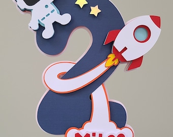 Astronaut Cake Topper. Two the moon Cake Topper/ 2nd Birthday cake Topper / Space Cake Topper / Space Girl Cake Topper / Astronaut Girl