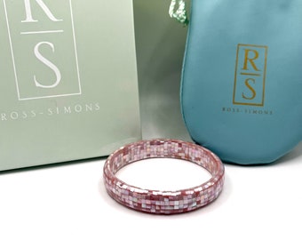 Stunning Ross Simons Vintage Pink Mother of Pearl Mosaic Bangle Bracelet, NIB, NOS, Retro Bangle Bracelet, 1980’s