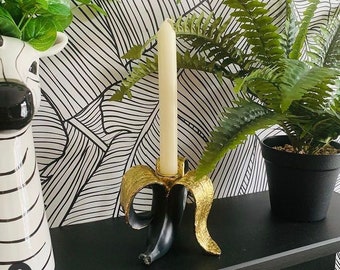 Quirky Black and Gold Pealed Banana Candle Holder | Eclectic Decor | Gift Idea | Lounge Decor | Cosy Decor | Tapered Candles