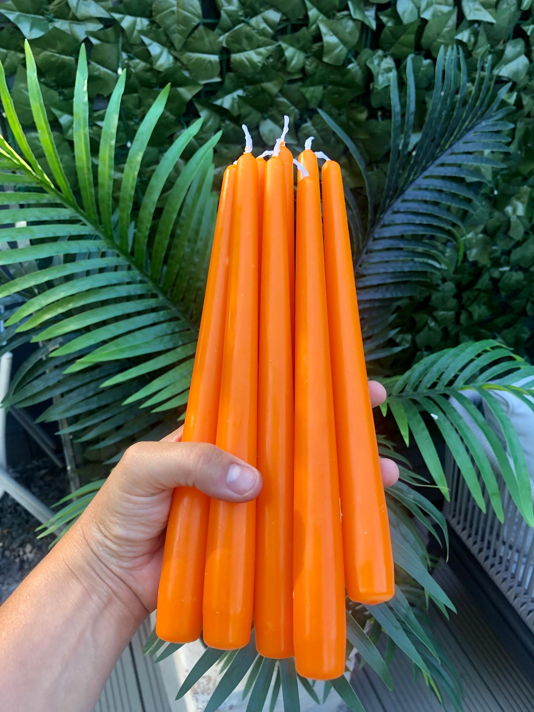 Orange Tapered Candles Dinner Candles Vegan Candles Etsy