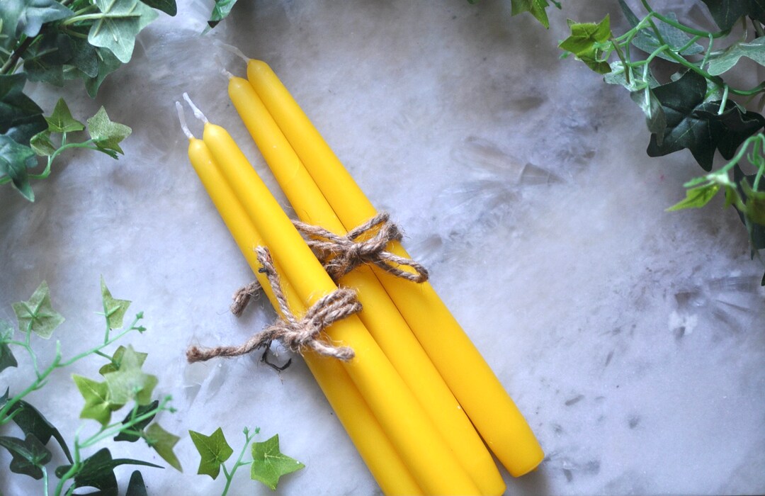 Yellow Taper Candles Vegan Candlesticks Tapered Dinner Etsy