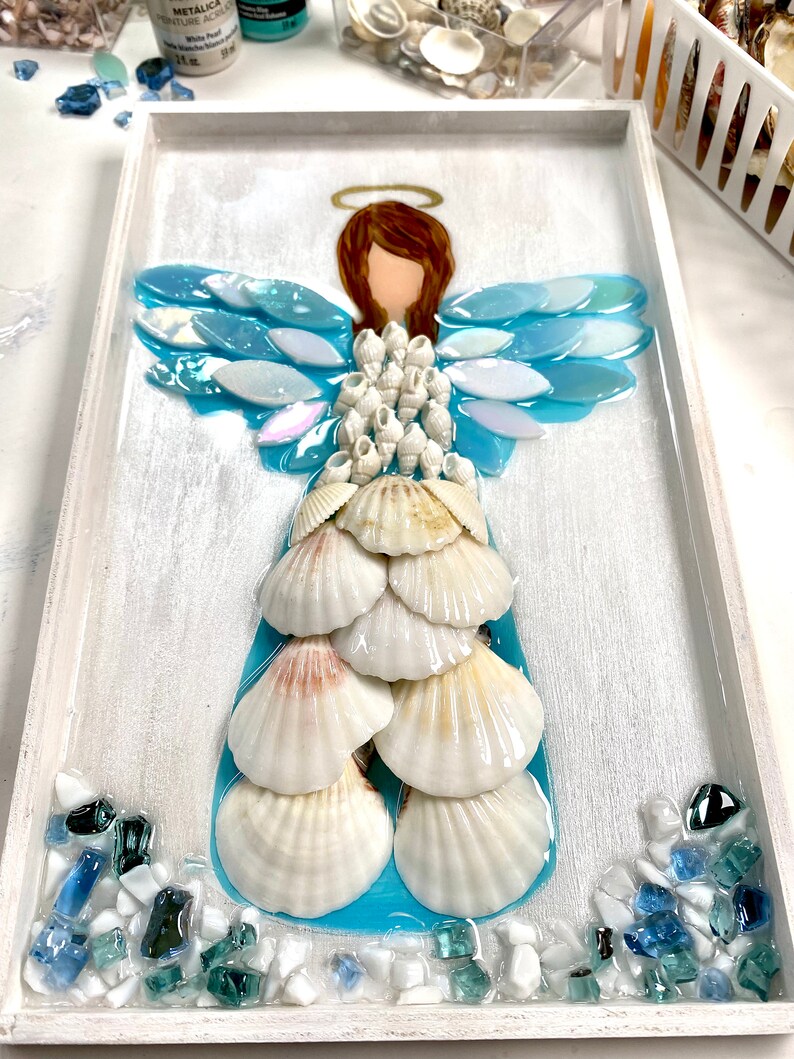 Seashell Angel Glass Art Kit Glass Art DIY Kit by Art & image 1