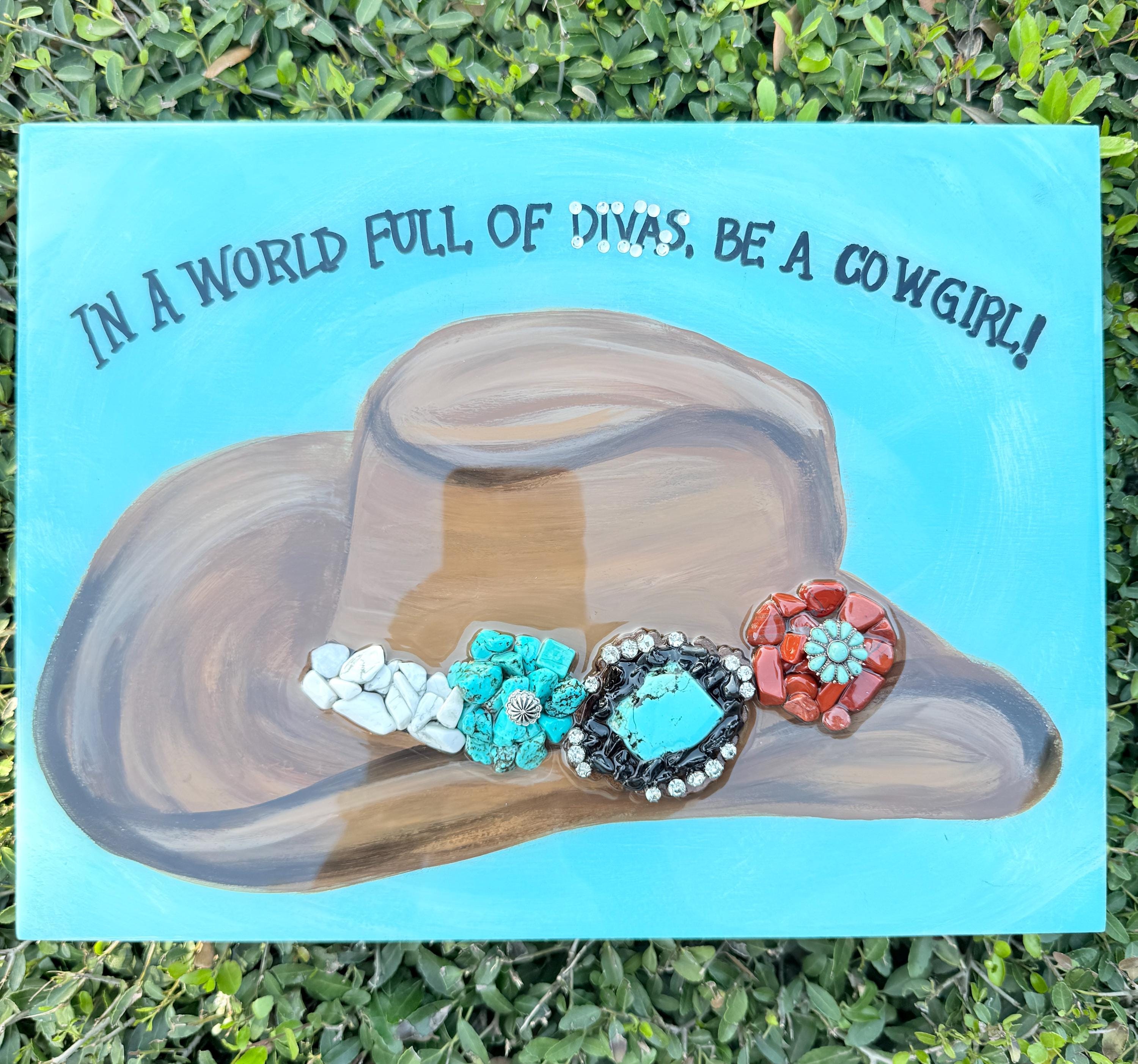 Glass and Resin Cowboy Hat Art - Etsy display picture 2