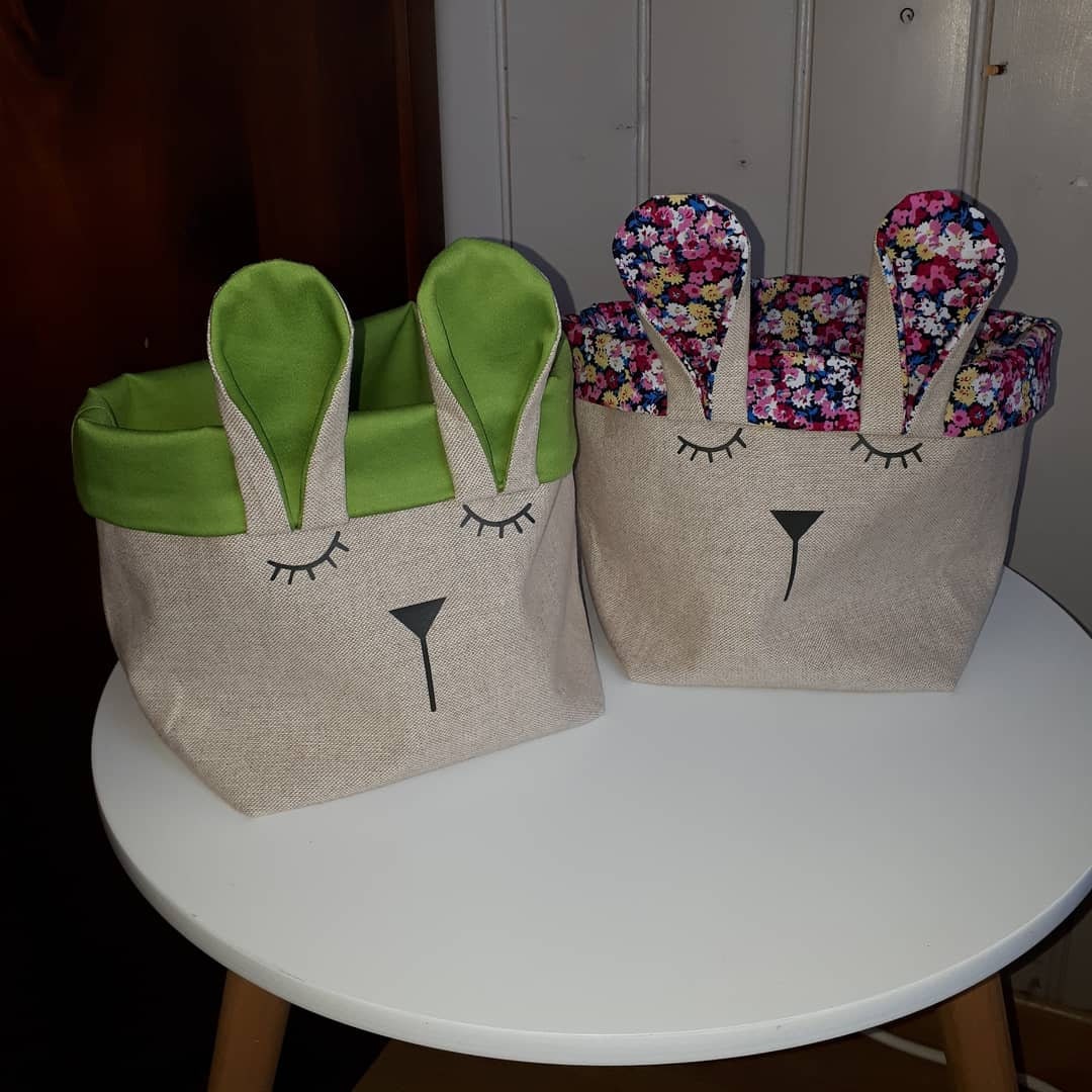 Panière Lapin en Tissus Fait Main