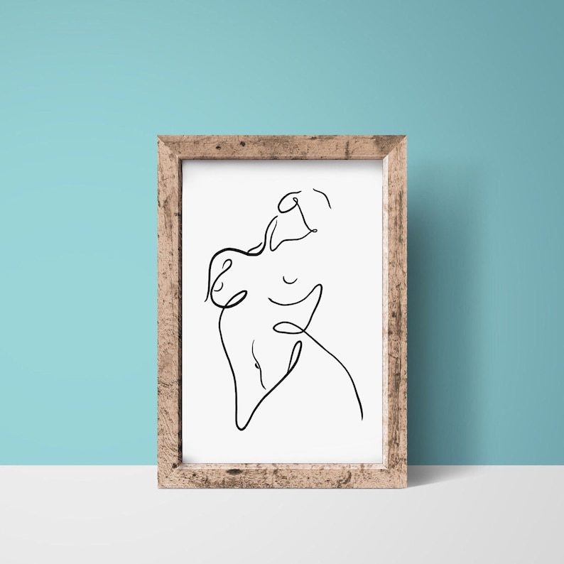 Woman/'s Silouette Art Print Illustration Wall Art Home Decor A4 Line Art Black and White