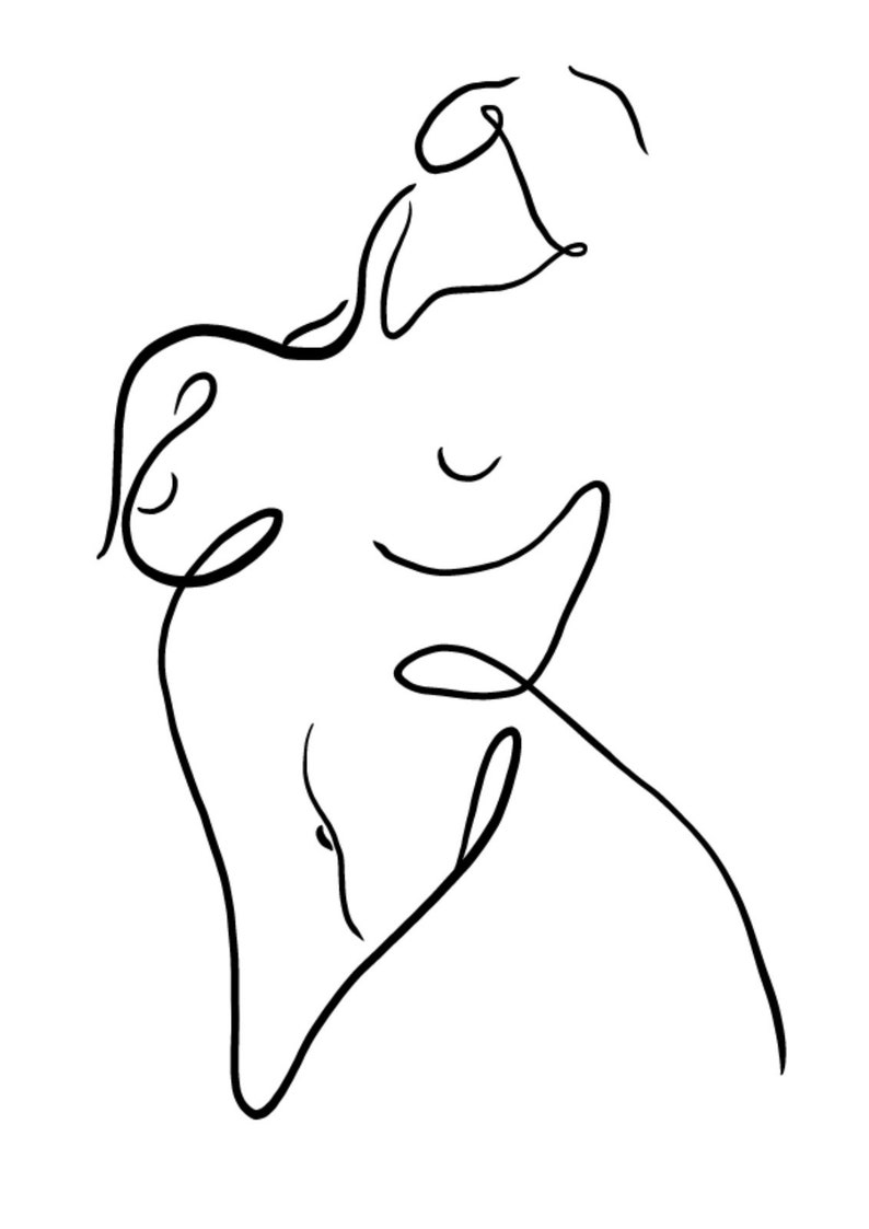 Woman/'s Silouette Art Print Illustration Wall Art Home Decor A4 Line Art Black and White