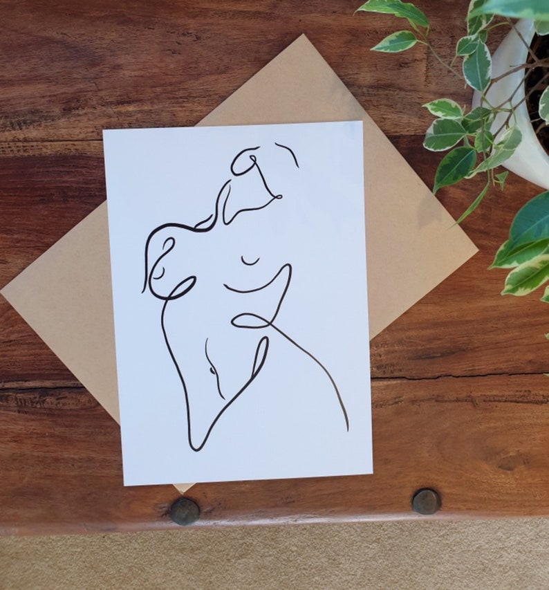 Woman/'s Silouette Art Print Illustration Wall Art Home Decor A4 Line Art Black and White