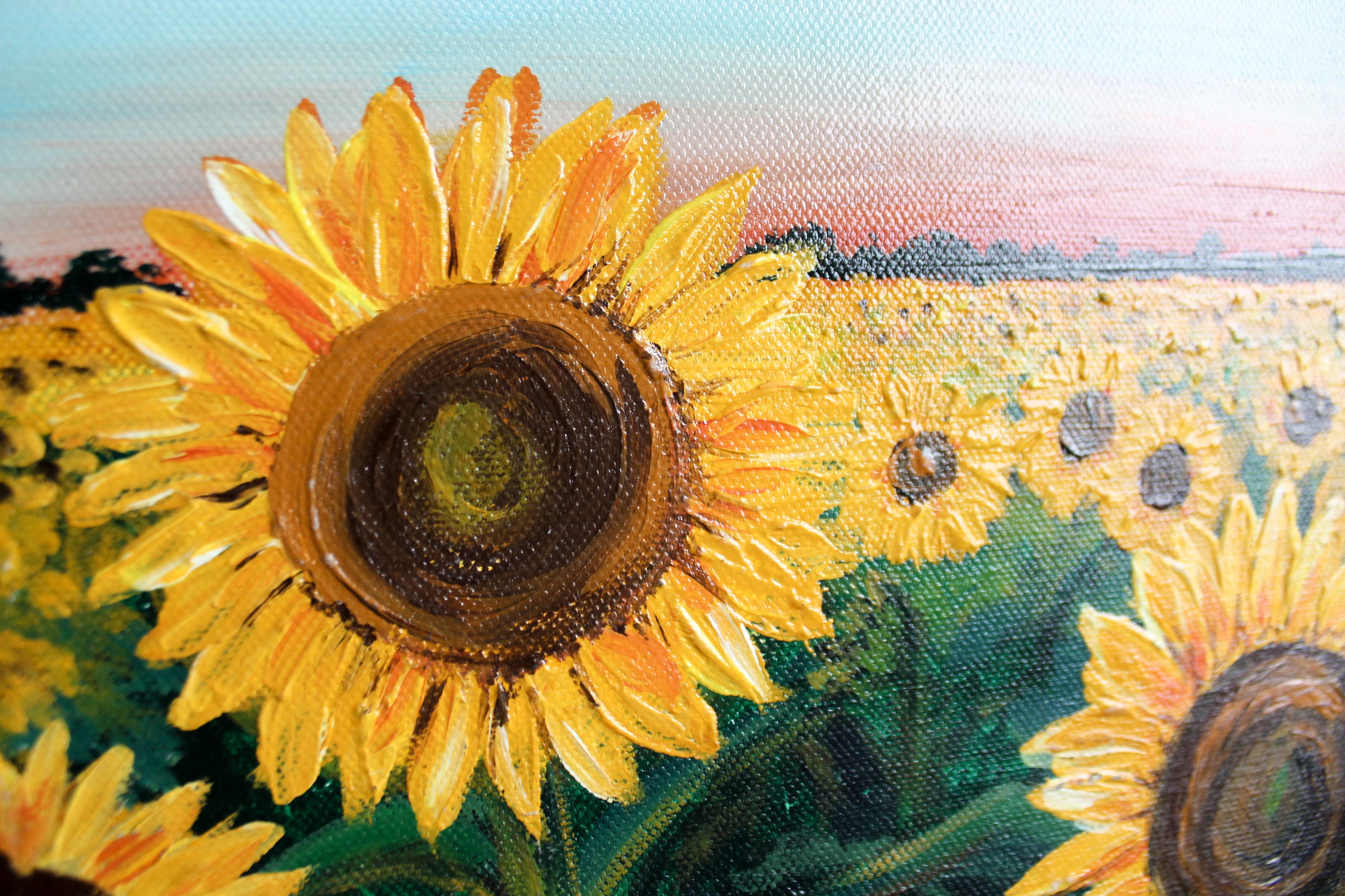 Original Acryl-Gemälde Sonnenblumen Sommerblumen Impasto | Etsy