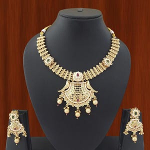 Handmade Indian Fashionable Jewellery, Indian fashion Jewelry wedding Party wear Necklace Set Bollywood Ethnic wedding Indian Necklace Set