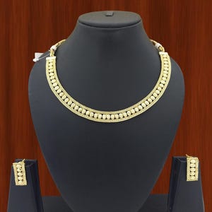 Indian Handmade Jewelry, fashion Jewelry Necklace Set Earrings wedding Party wear Necklace Set Ethnic Indian Gold plated Necklace Set