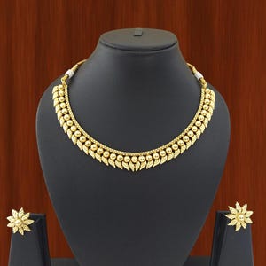 Handmade Fashionable Jewellery, Indian  Jewelry, Party wear Golden Set, Wedding Gift Jewelry, Golden Necklace Set, Gold Plated Imitation Set