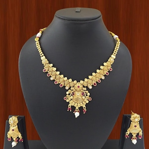 Handmade Indian Fashionable Jewellery, Indian fashion Jewelry wedding Party wear Bollywood Ethnic wedding Indian Necklace Set Earring