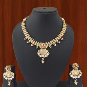 Handmade Indian Fashionable Jewellery, Indian fashion Jewelry wedding Party wear Necklace Set Bollywood Ethnic wedding Indian Necklace Set