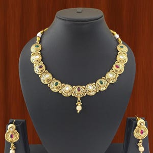Handmade Indian Fashionable Jewellery, Indian fashion Jewelry wedding Party wear Bollywood Ethnic wedding Indian Necklace Set Earring