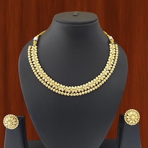 Handmade Indian Fashion Jewellery, wedding Party wear Bollywood Ethnic Necklace Set, Birthday Gift Necklace Set, Gold Plated Indian Jewelry