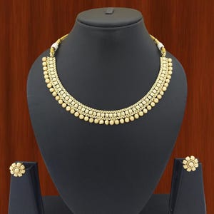 Indian Handmade Jewellery Indian fashion Jewelry Necklace Set Earrings wedding Party wear Set Bollywood Ethnic Indian Golden Necklace Set