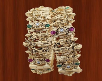 Ram Parivaar Bangle Style Indian Wedding Bangle Ethnic Gold Rajwda Polish God Ram Darbaar Bangles Handmade Indian Temple Jewelry