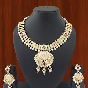 Handmade Indian Fashionable Jewellery, Indian fashion Jewelry wedding Party wear Necklace Set Bollywood Ethnic wedding Indian Necklace Set